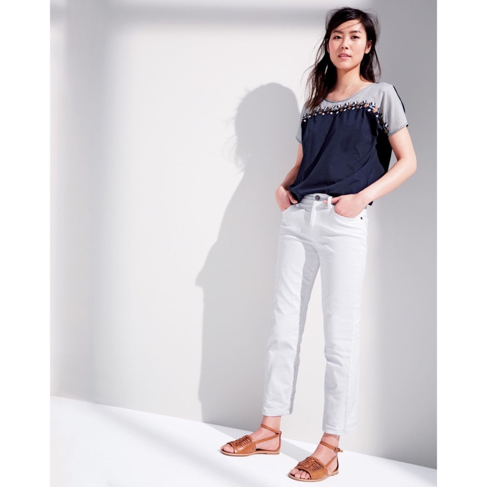 J. Crew Embroidered Colorblock Tee